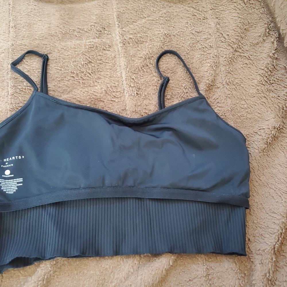 L.A. Hearts by PacSun Ribbed Cropped Swim Tankini Swim Top Swimsuit - Picture 4 of 6